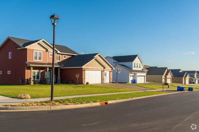 A row of Craftsman styled houses in Somerset, WI.