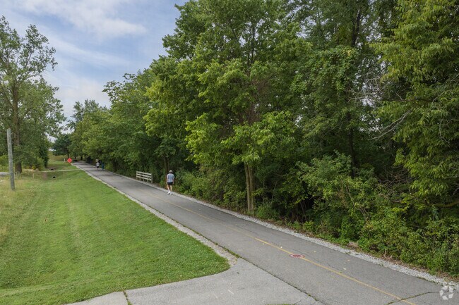 A more wooded section of the Monon Trail cuts through downtown near East Carmel.