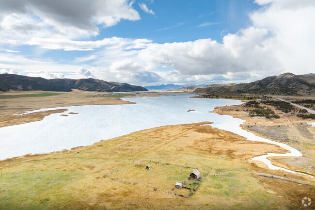 Alexander Reservoir near Soda Springs offers fishing and scenic views.