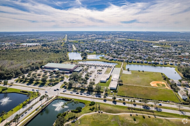 A beautiful aerial view of the campus at Whispering Oak Elementary in Orange County.