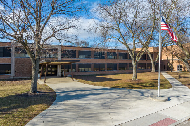 The main entrance at Roseville Middle School.