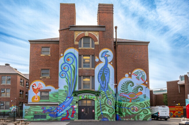 Murals surround the exterior of William C. Bryant School.