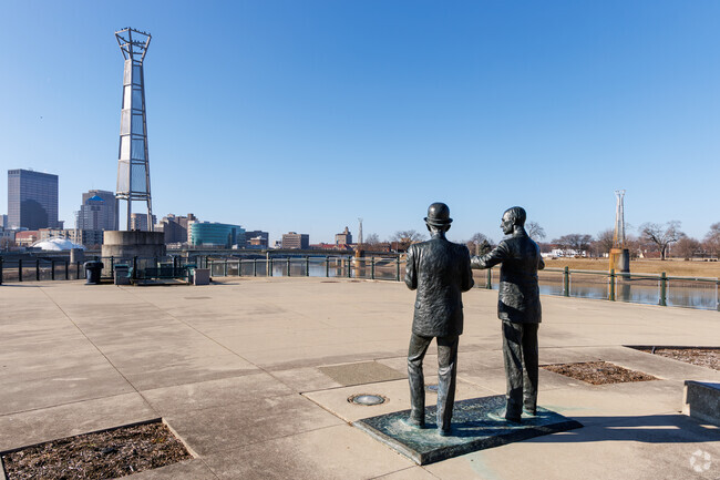 Deeds Point Park provides an unobstructed view of the downtown Dayton skyline.