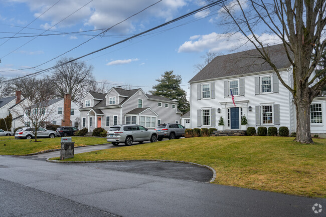Cape Cod style homes line the streets of Darien.