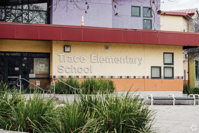 The signage of Trace Elementary School in San Jose, California.