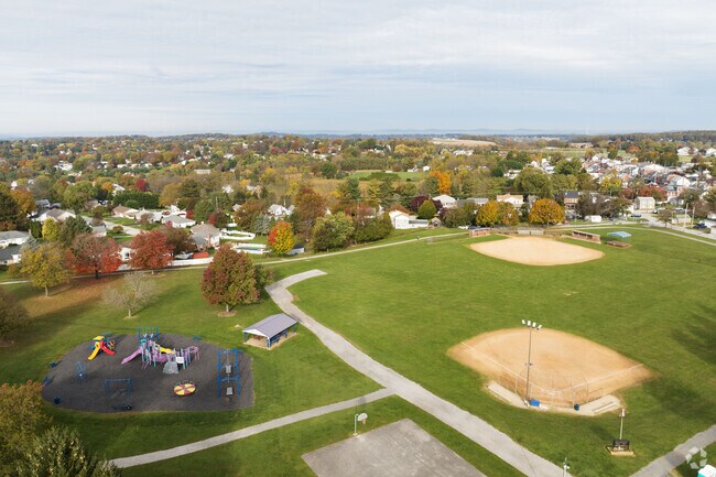 An aerial view you can see all that Dallastown Park has to offer.