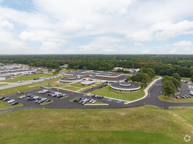 Tangier Smith Elementary School has close parking on the side and behind the school.