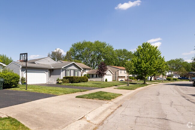 Ranch homes line the streets of the family friendly neighborhoods in Brookside Village.