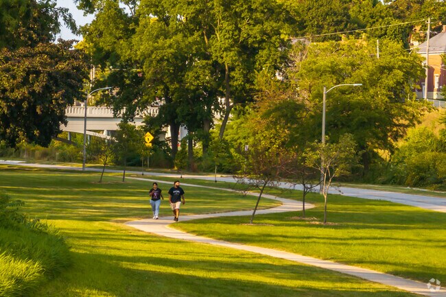 The Root River Pathway can be enjoyed for walks and bike rides at the Riverside Park.