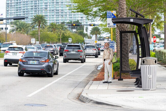Bus stop in Santa Barbara Estates.