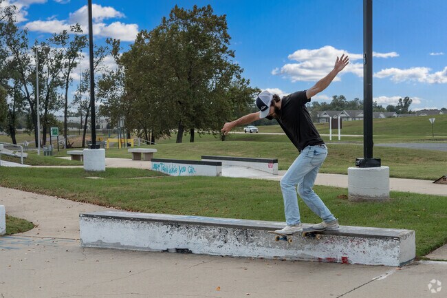 The local skatepark has ramps and rails for new or seasoned skaters.