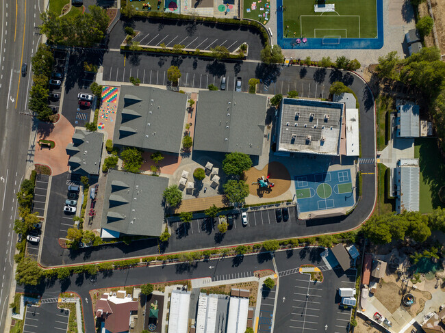 Top view of Van Avery Prep and parking space.