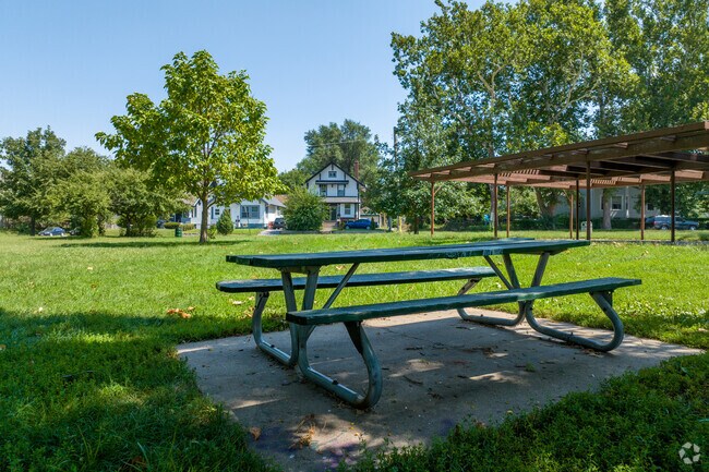 Kountze Park anchors E R Danner with ballfields and open green space.