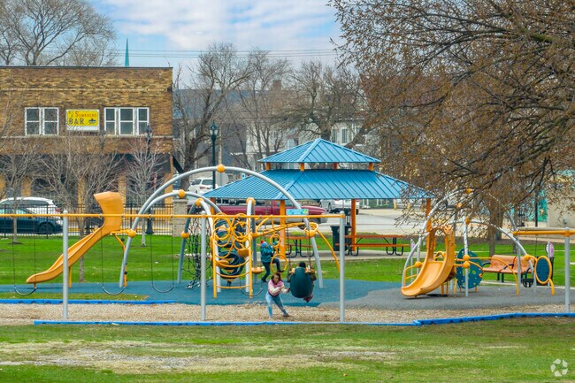 East Chicago features a number of playgrounds like the one at Nunez Park.