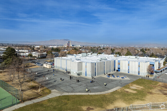 An aerial view of the playground at Edward L Pine Middle School.