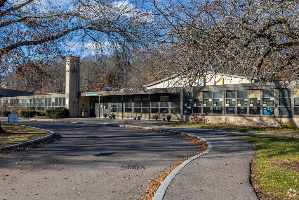 A winding sidewalk at Charles A. Bernazzani Elementary School. in Quincy