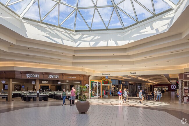 River Hills Mall, 30 miles from Blue Earth, offers larger stores like Target for local shoppers.