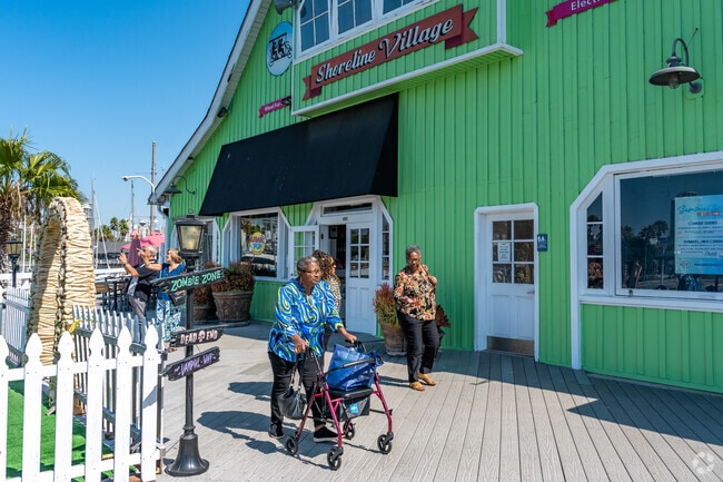 Shoreline Village is a fun strip of shopping and dining on the edge of the water in Downtown.