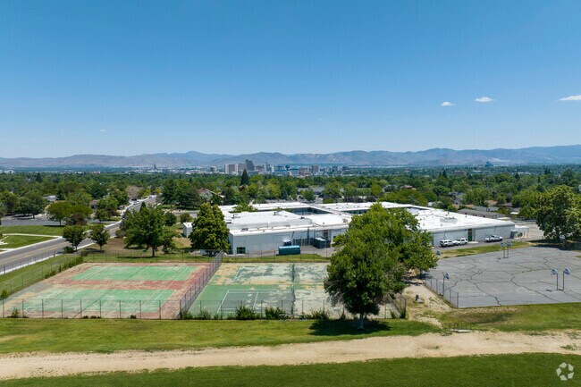Downtown Reno is under ten minutes away from Archie Clayton Middle School.