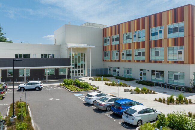 Students are welcomed at the entrance to Kellogg Middle School on SE Powell Blvd in Portland.