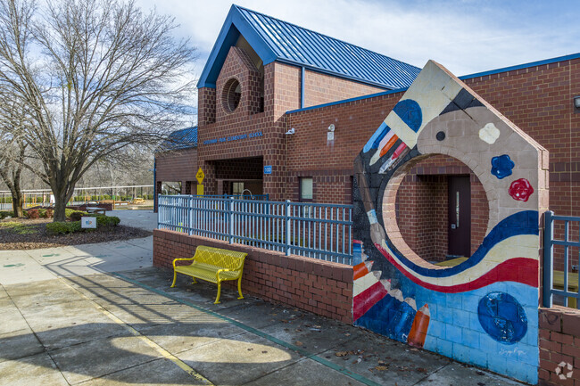 Student created art at the main entrance of Greenway Park Elementary.