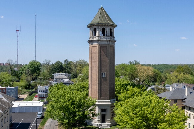 Explore the charm of Hoes Heights with its iconic Roland Water Tower, built in 1905.
