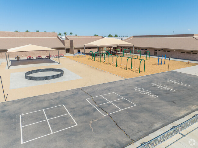 Fulton Elementary School students can play foursquare or hopscotch during recess.