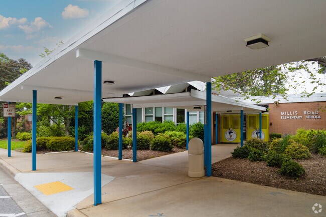 Millis Road Elementary School front entrance.