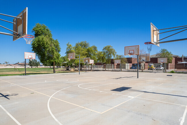 Basketball action at Corte Sierra Elementary School's court in Avondale.