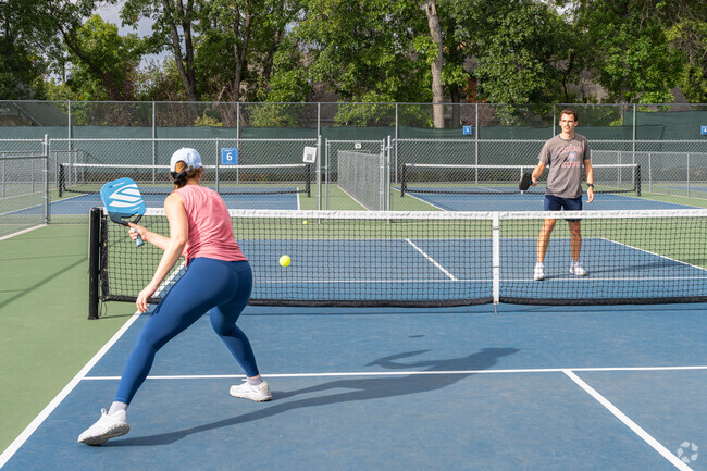 A Bogert Park couple take time to practice and hone their skills at pickleball.