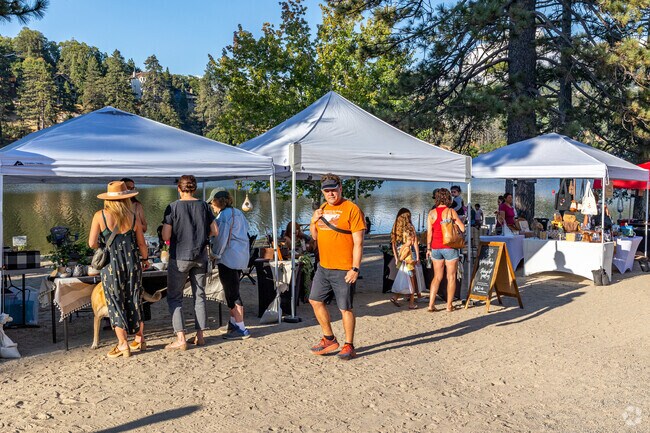 There are many booths with great items at the Community Market at Lake Gregory.