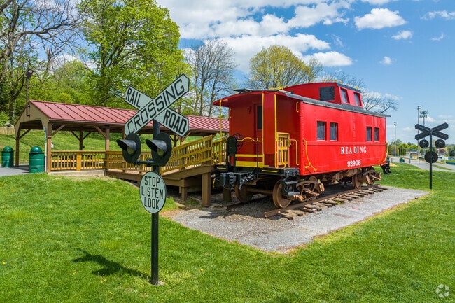 Families from Sinking Spring enjoy visiting the Red Caboose in West Wyomissing’s park.