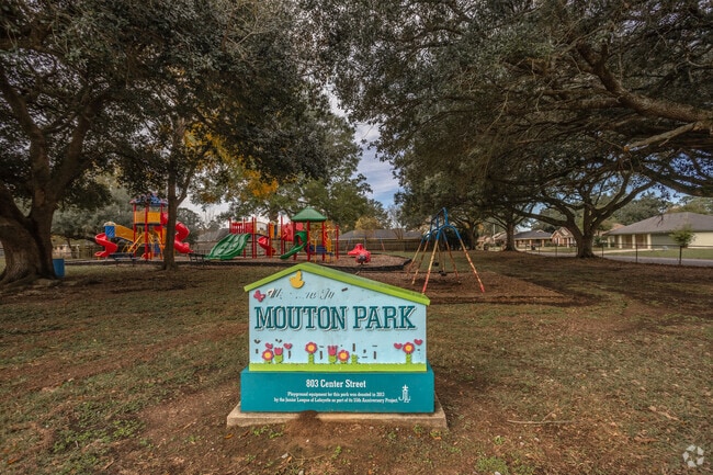 Mouton Park in Larabee is well-maintained with playgrounds, greenspaces, and tennis courts.