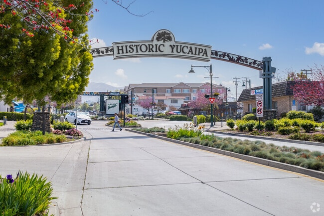 A large sign welcomes locals to Historic Yucaipa.
