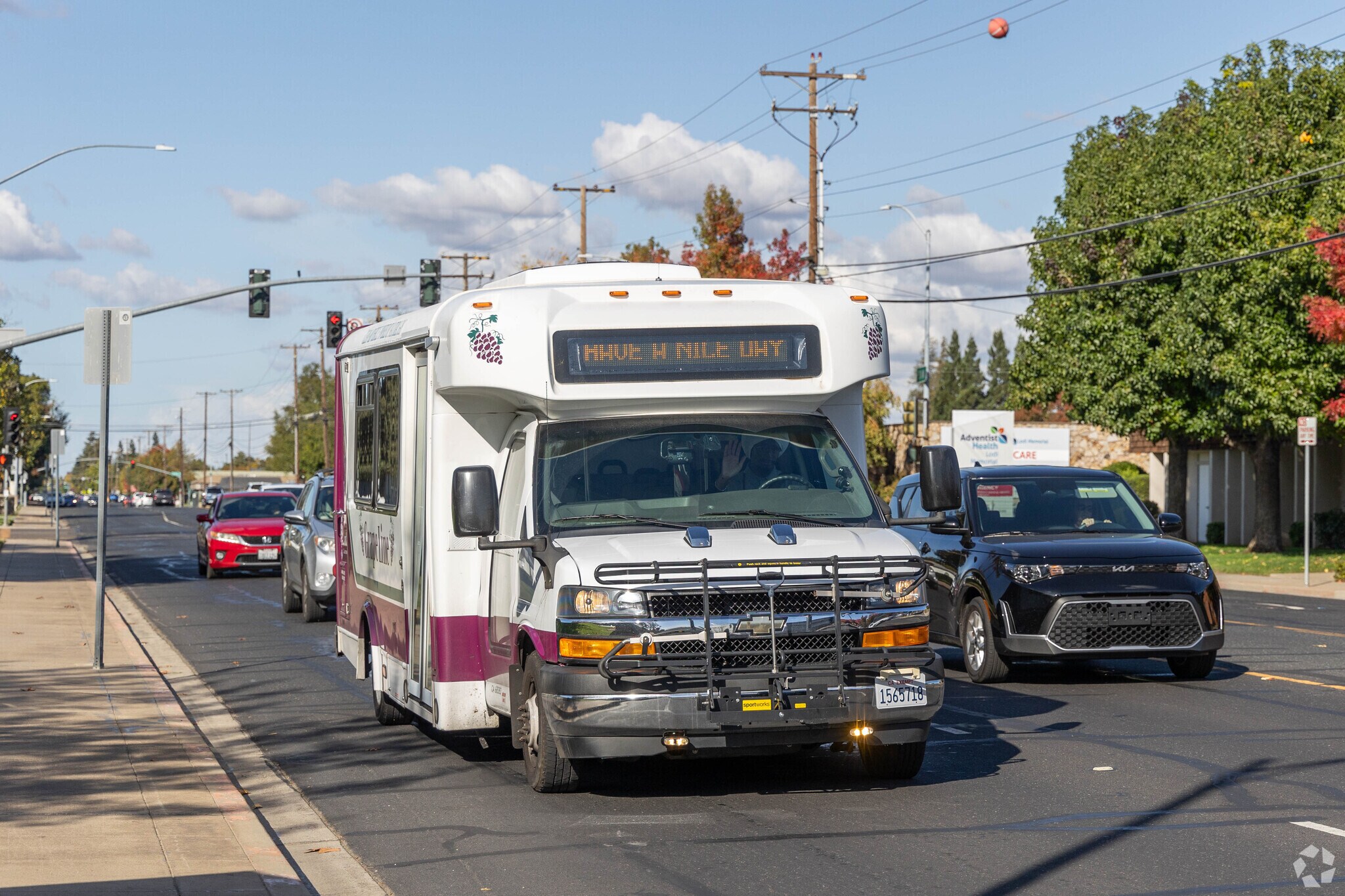 The Grape Line bus drives all over the Lodi area providing public transportation for residents.