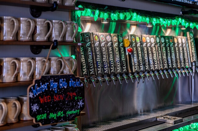 Shigs in Pit BBQ has 21 beers from local Mad Anthony Brewery near Arlington Park.