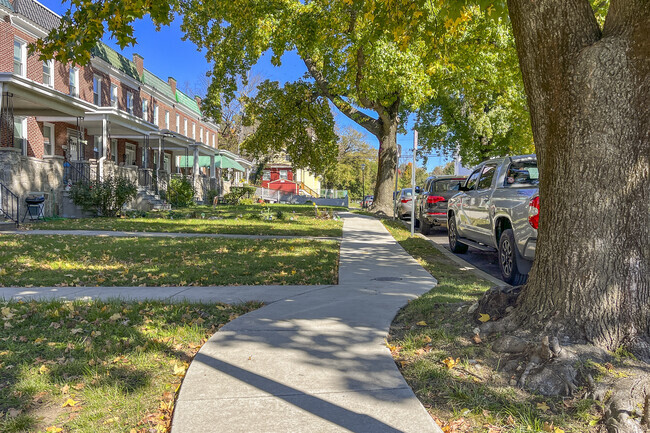 The Liberty Square neighborhood has picturesque tree lined sidewalks.