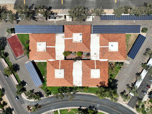 Arizona Conservatory for Arts and Academics Secondary School has solar panel-covered parking.
