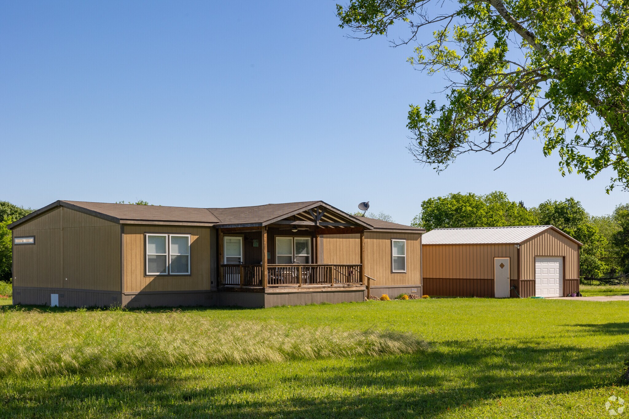 A ranch home on large acreage, common in St. Hedwig.