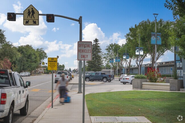 Families can enjoy the walkable sidewalks of South Wible Orchard in Bakersfield.
