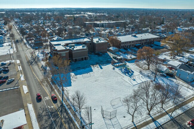 Beaupre Elementary School offers a sprawling campus when viewed from above.