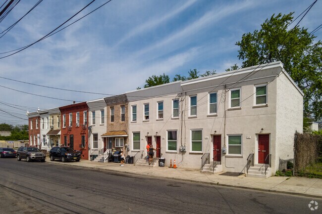 Bergen Square Neighborhood streets are lined with Rowhomes in Camden, NJ.