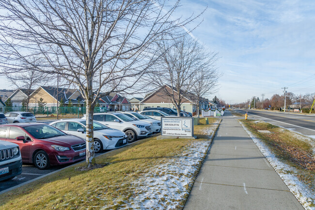 Stepping Stone Academy sits across from large commercial businesses.
