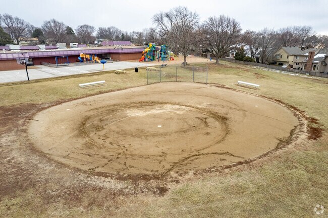 Hitchcock Elementary School has a small baseball field behind the school.