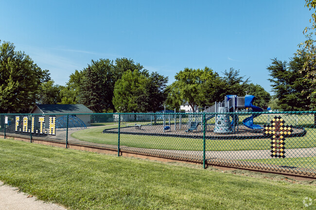 The playground at St John Nepomucene School awaits children at recess.