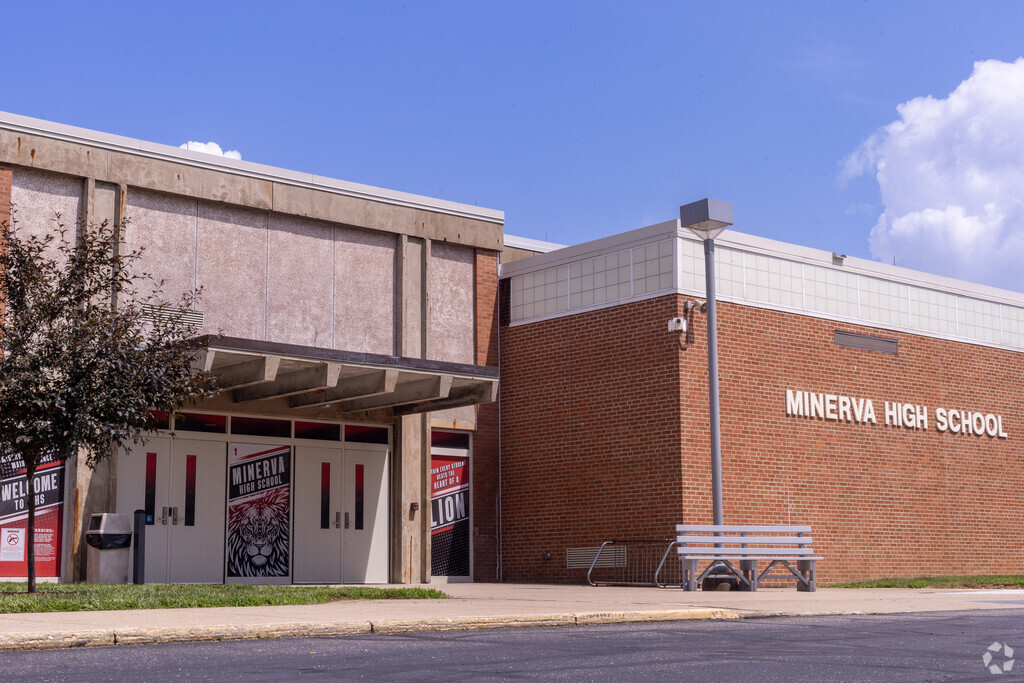 Minerva High School building in Outlying Stark County.