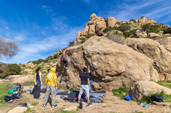 Rock climbers find nice formations for a challenge at Stoney Point Park.