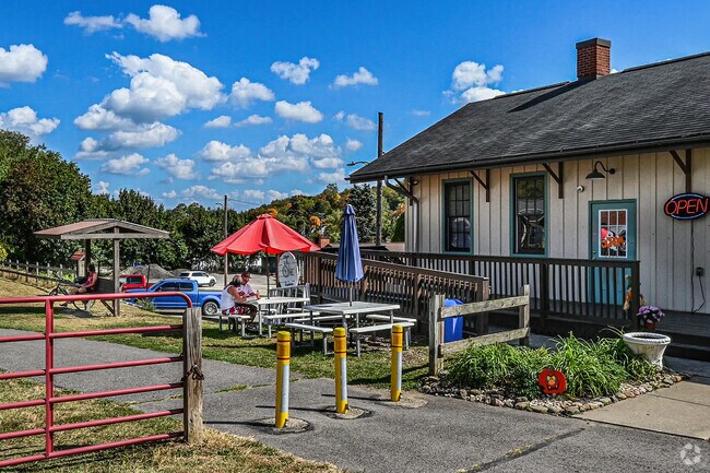 Take a rest or enjoy a bite near the entrance to Panhandle Trail in Burgettstown.