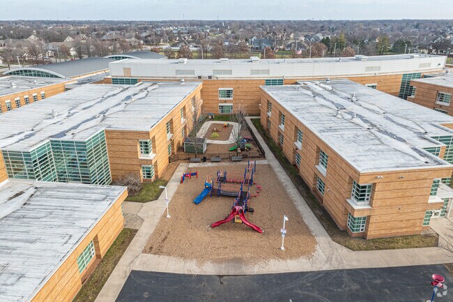 The playground at White Oak Elementary School has areas for students of different ages.