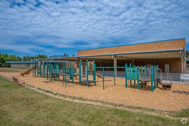Colorful playgrounds at Bethany Elementary School in Beaverton, Oregon.